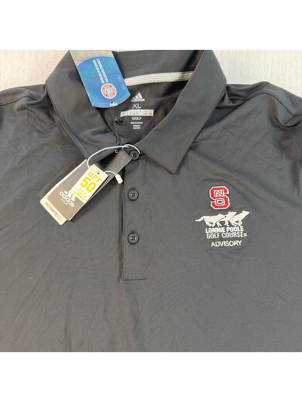 NEW North Carolina State Wolfpack Polo Shirt Mens Size XL Black NCAA Adidas